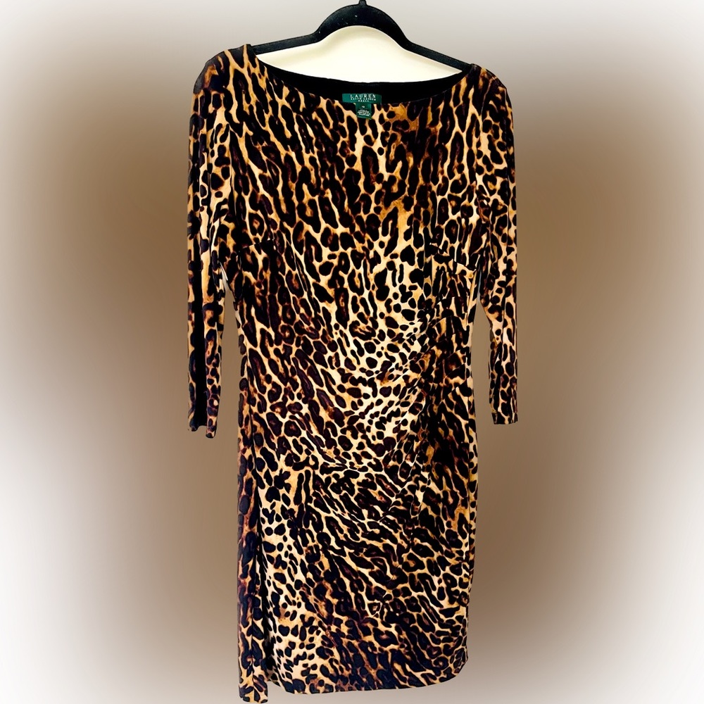 Lauren Ralph Lauren Leopard 3/4 Sleeve Dress